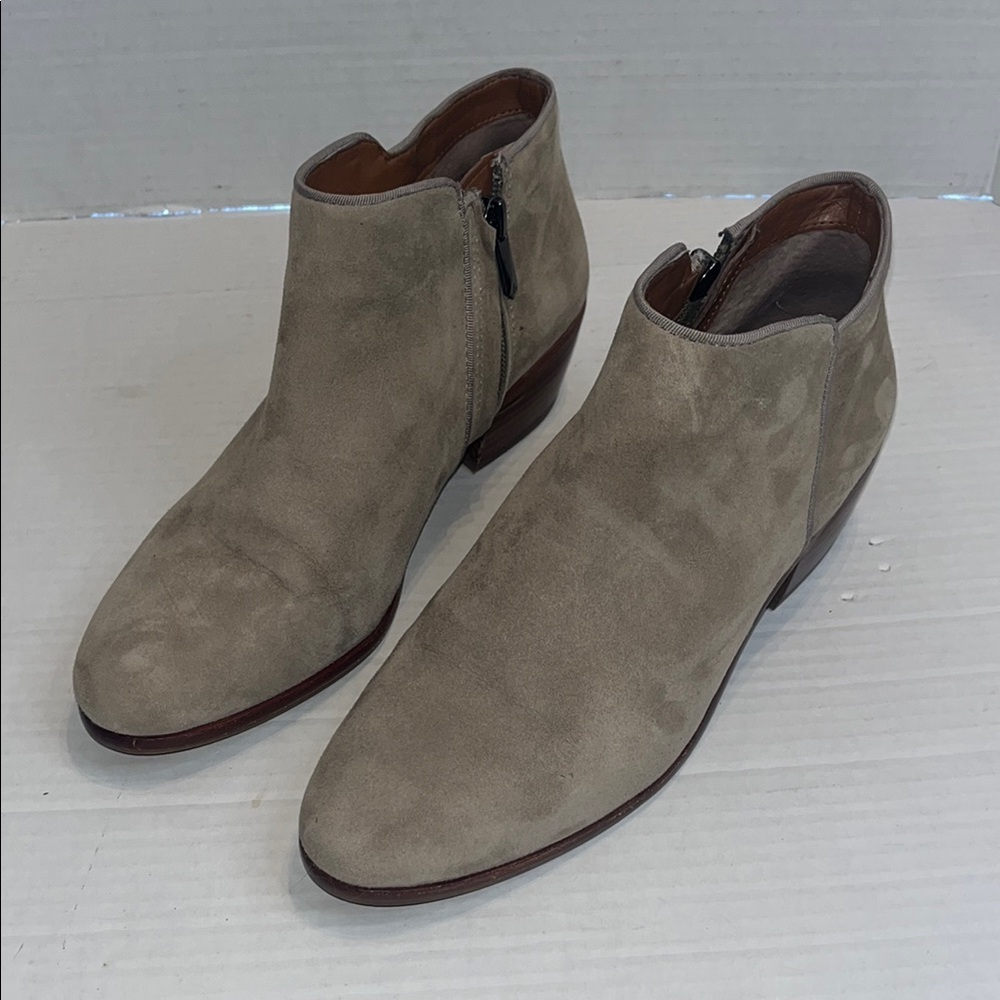 Sam Edelman-7.5-Taupe(tan)-Suede leather, zip up, fashion, Ankle boots, Booties.